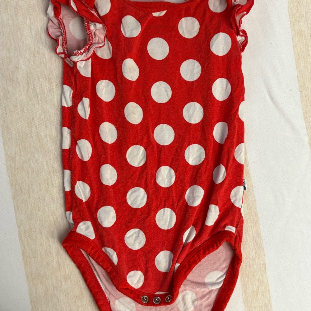 Little Sleepies Red and White Polka Dot Bodysuit
